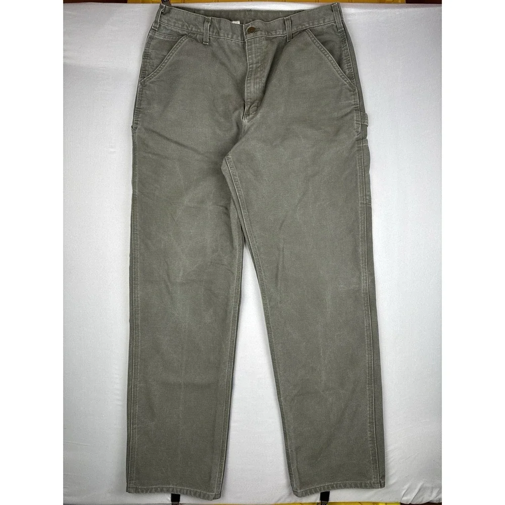 Vintage Carhartt B11 MOS Work Pants 36x36 Moss Green Carpenter Duck Canvas